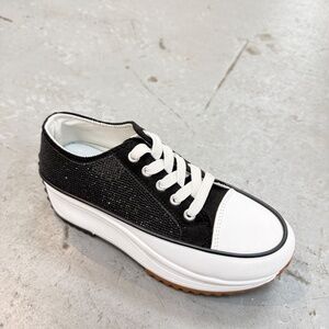 Rihineston Low Top Canvas Sneakers witEmbellishments and Platform Sole for Women